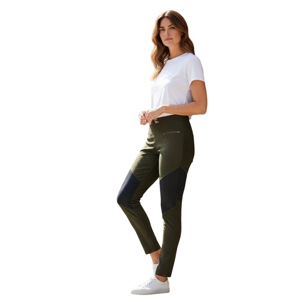 Simply Vera Wang Faux Suede‎ Moto Leggings Pants Olive Green Size M